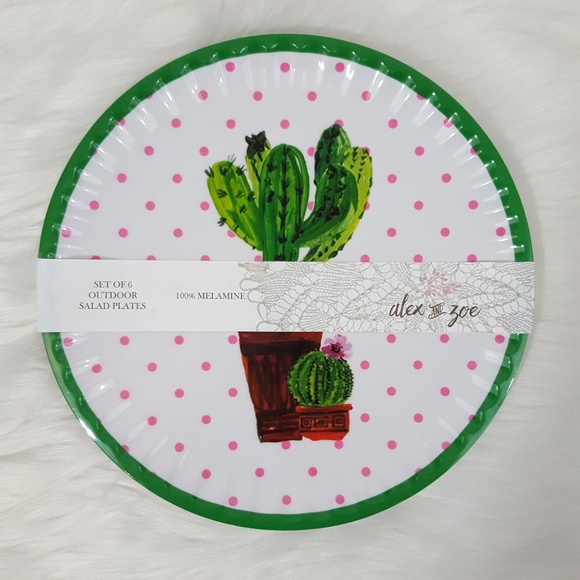 Alex & Zoe Cactus Melamine Salad Plates Set of 6 - Picture 1 of 4